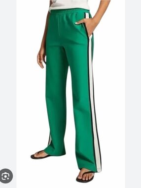 Green Track Pants with Side Stripes